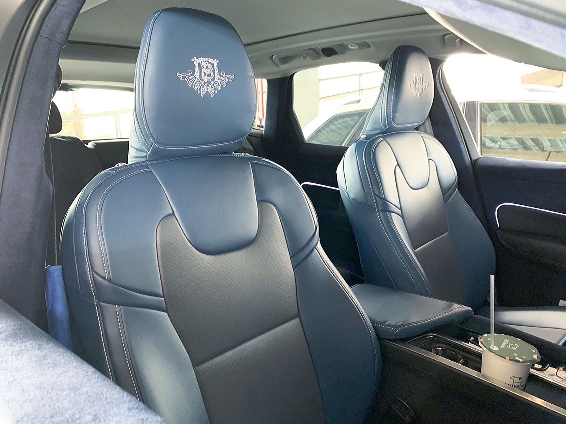 Volvo XC60汽車椅套訂做，到府安裝訂製藍灰色