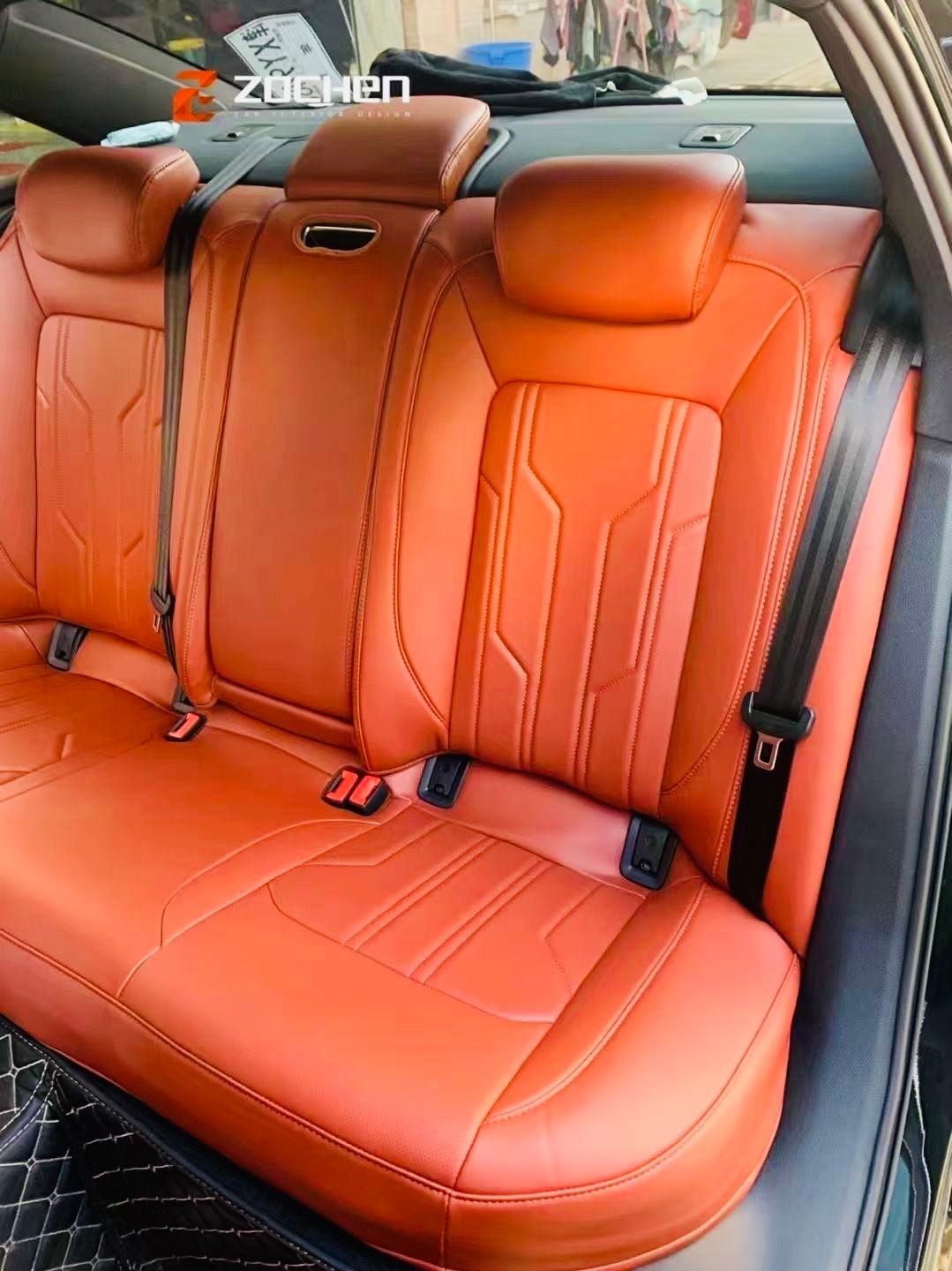 AudiA6汽車皮椅套，全包式訂製愛馬仕橘